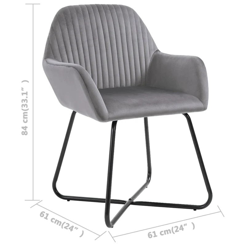 Lot de 4 chaises de salle à manger cuisine design moderne velours gris CDS021621