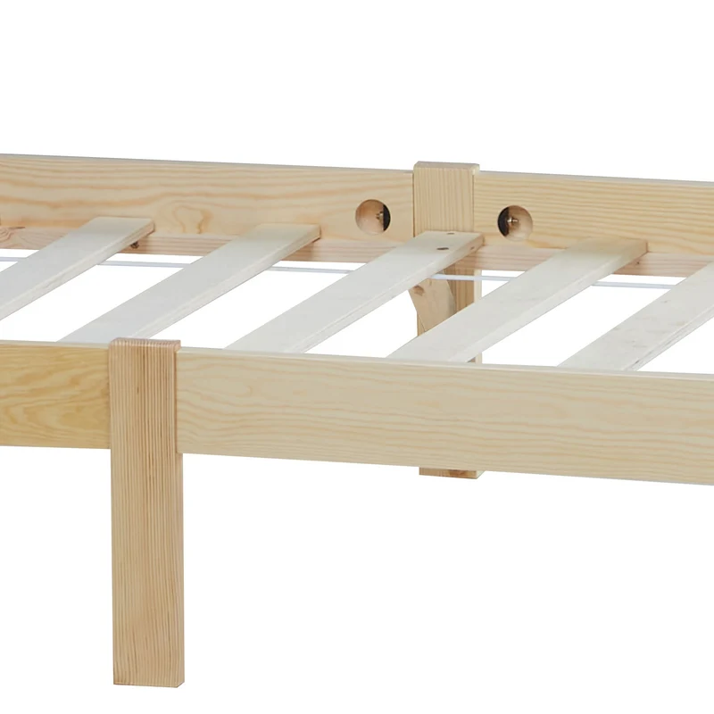 Lit simple 1 personne 90 x 200cm en bois massif avec sommier à lattes LIT06165