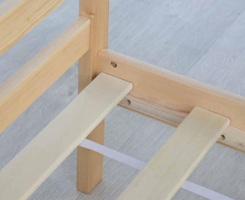 Lit simple 1 personne 90 x 200cm en bois massif avec sommier à lattes LIT06165