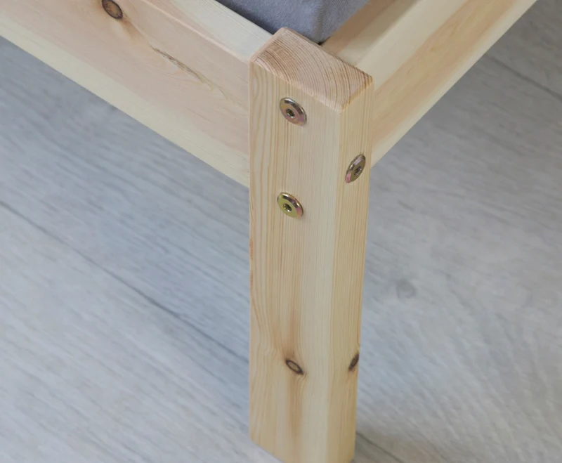 Lit simple 1 personne 90 x 200cm en bois massif avec sommier à lattes LIT06165