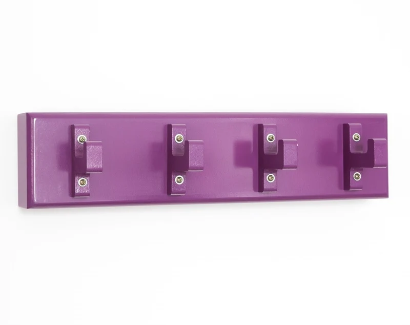 Porte-clés mural polyvalent 4 crochets étagère violet 40x10x13cm DIV06007