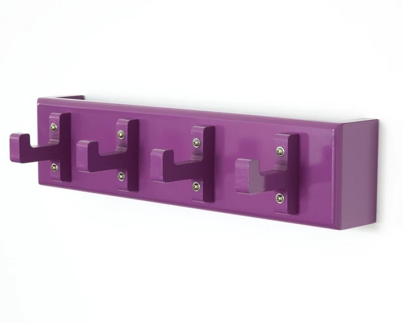 Porte-clés mural polyvalent 4 crochets étagère violet 40x10x13cm DIV06007