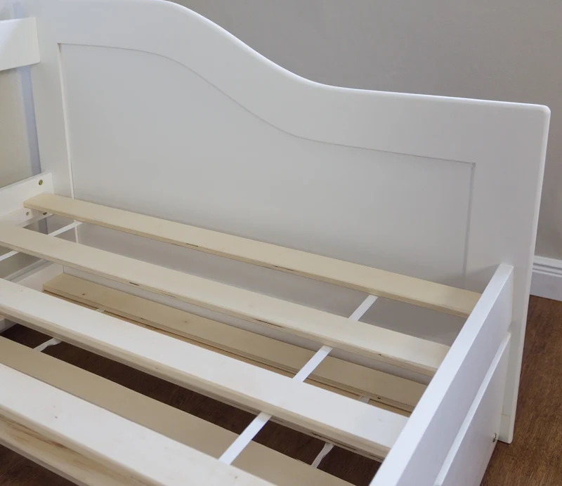Lit gigogne avec sommier à lattes banquette tiroir 90x200cm blanc LIT06074