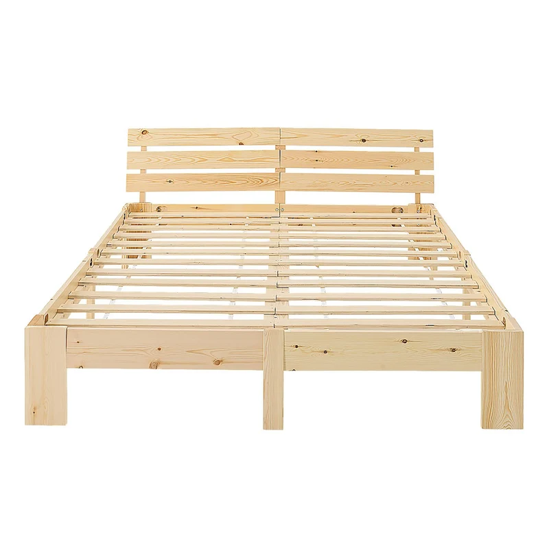 Lit double 2 personnes avec sommier à lattes en bois 140x 200cm LIT06162