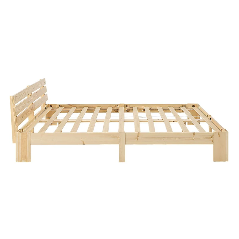 Lit double 2 personnes avec sommier à lattes en bois 140x 200cm LIT06162