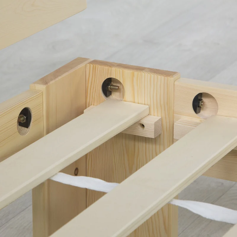 Lit double 2 personnes avec sommier à lattes en bois 140x 200cm LIT06162