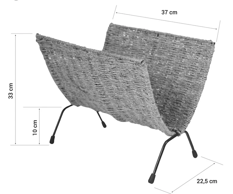 Porte-revues en jonc de mer base en métal 37x33x23 cm DIV06014