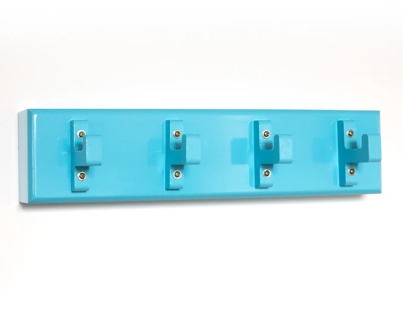 Porte-clés mural polyvalent 4 crochets étagère bleu 40x10x13cm DIV06009