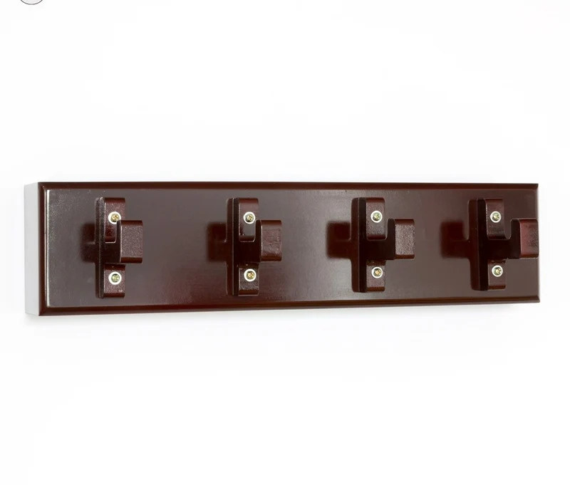 Porte-clés mural polyvalent 4 crochets étagère marron 40x10x13cm DIV06011