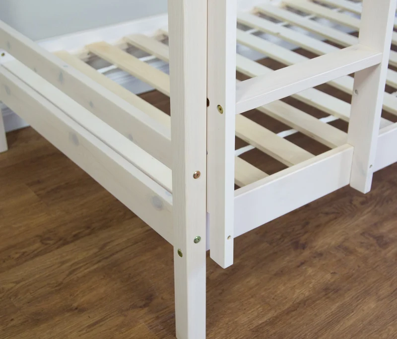 Lit enfant superposé en bois avec sommier à lattes 90x200 cm blanc LIT06097