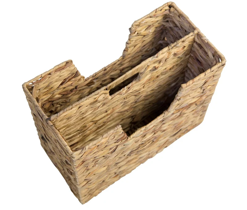 Porte-revues en jacinthe d'eau tressée 2 compartiments 40x34x20 cm DIV06013