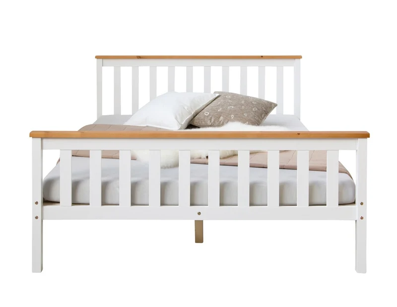 Lit double deux personne 140x200 cm en bois avec sommier à lattes LIT06159