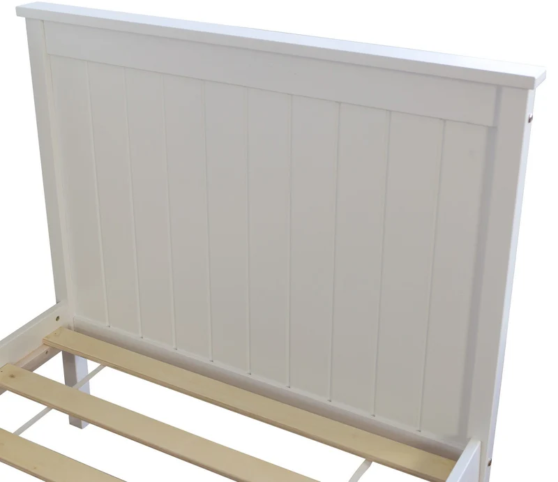 Lit 1 personne simple avec sommier à lattes 90x200cm en bois blanc LIT06076