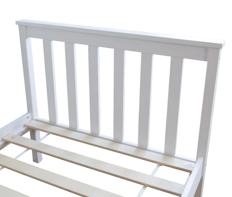Lit pour enfant 90x200cm avec sommier à lattes en bois blanc LIT06081