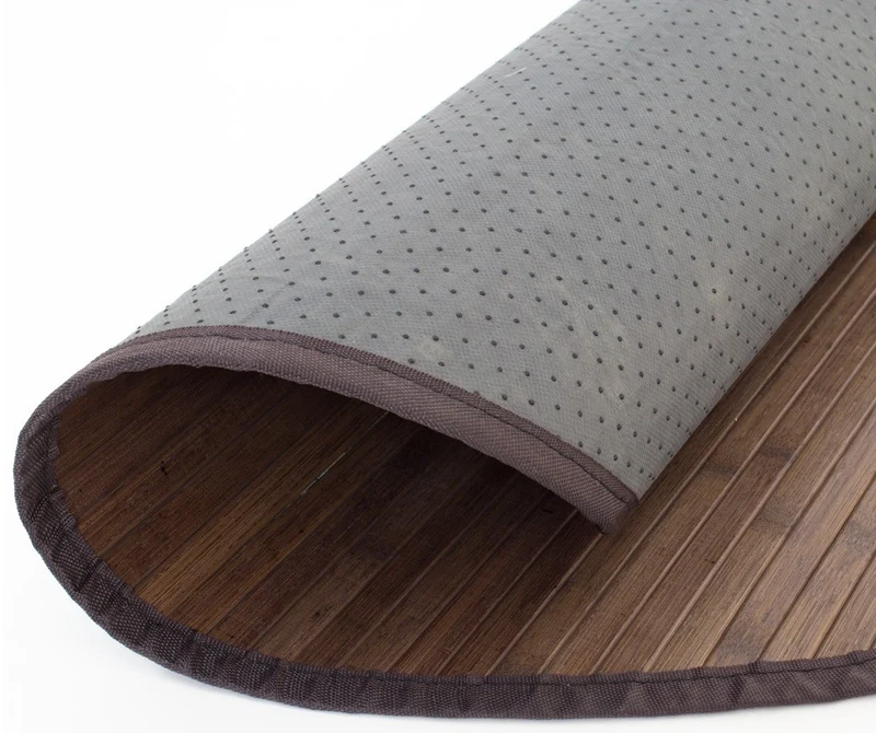 Tapis en bambou rond brun foncé Ø 200cm TAP06097