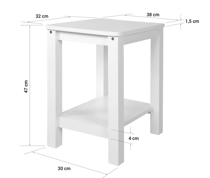 Table d'appoint table de chevet en bois blanc hauteur 74 cm TABA06007