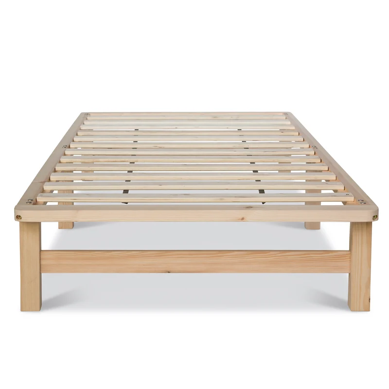Cadre de lit palette en bois massif avec sommier à lattes 90x200cm LIT06189