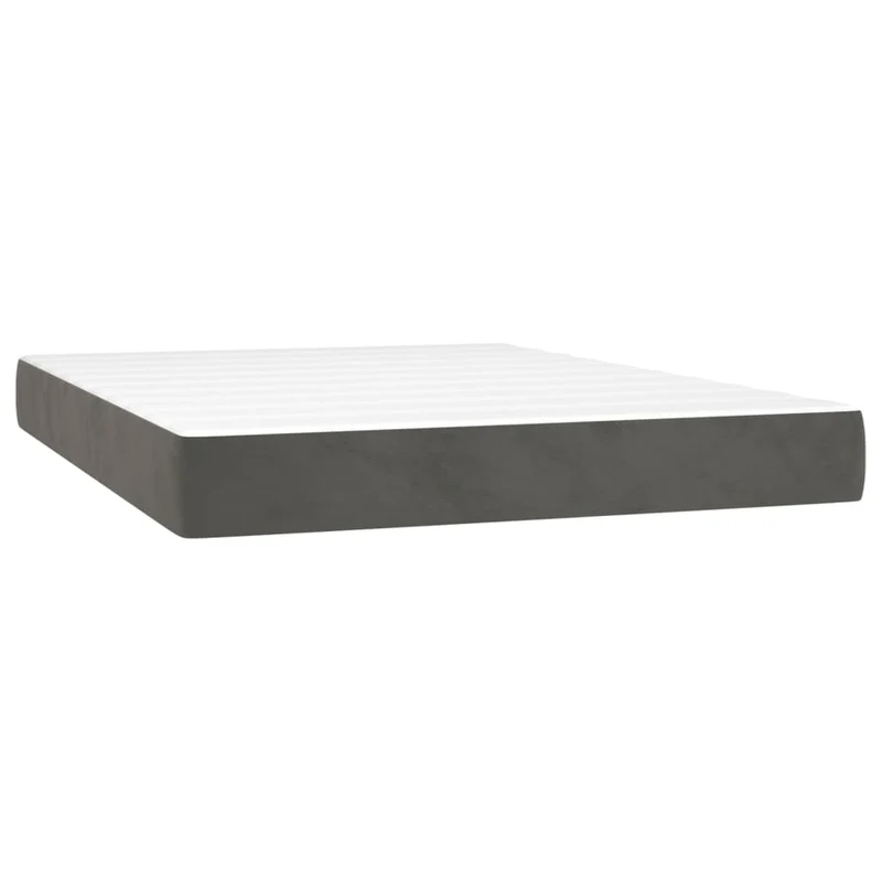 Cadre de lit LED avec sommier tête de lit matelas surmatelas 140x190 cm tissu velours gris foncé TDL0207721