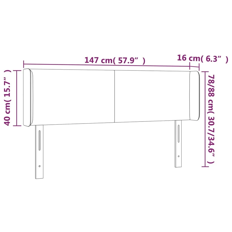 Tête de lit accessoire couchage chambre à coucher meuble à LED 147 x 16 x 78/88 cm tissu gris foncé TDL0201131