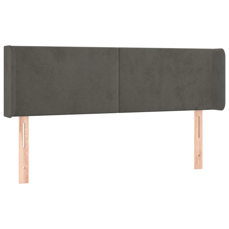 Tête de lit accessoire couchage chambre à coucher meuble avec rebord latéral 147 x 16 x 78/88 cm tissu velours gris foncé TDL0205011