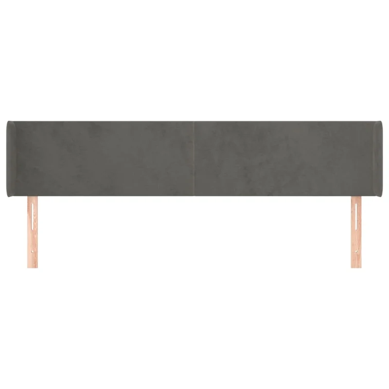 Tête de lit accessoire couchage chambre à coucher meuble avec rebord latéral 163 x 16 x 78/88 cm tissu velours gris foncé TDL0204980