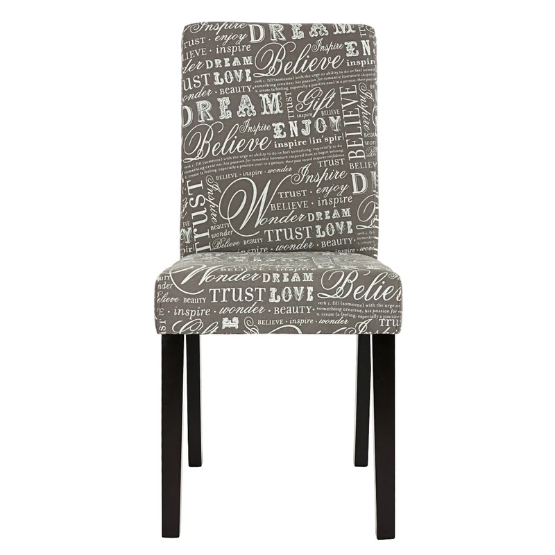 Lot de 6 chaises de salle à manger en tissu imprimé gris pieds foncés CDS04220