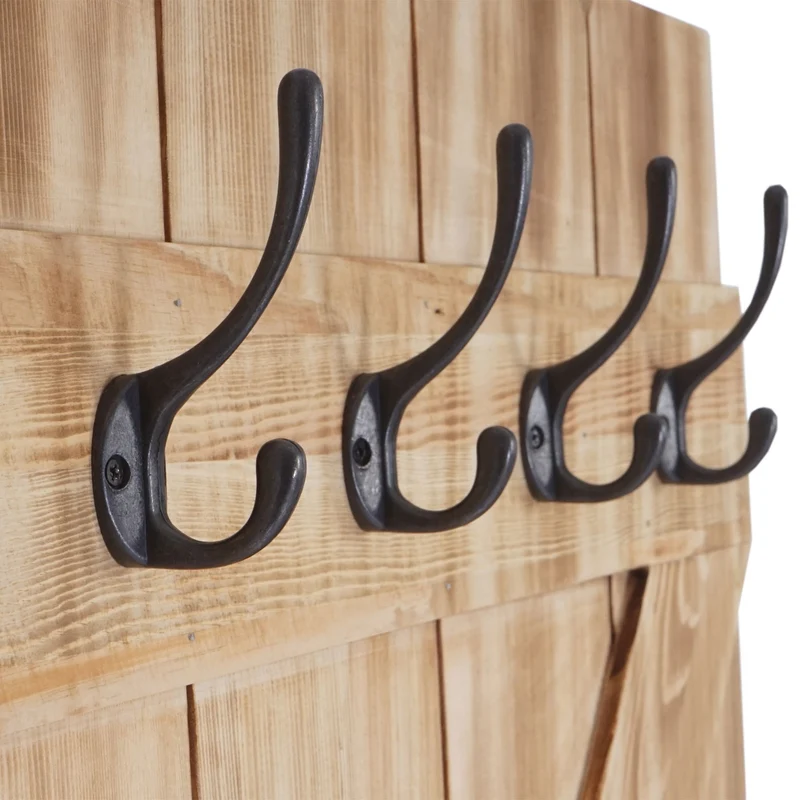 Porte-manteau mural panneau avec 6 crochets 91x60cm bois de pin 04_0001010