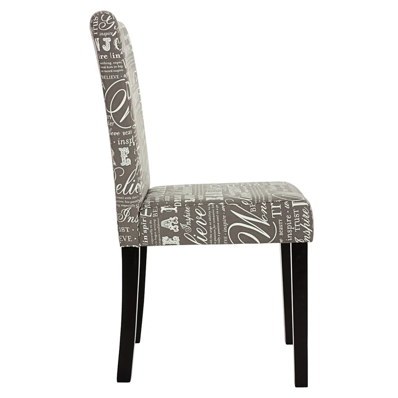 Lot de 2 chaises de salle à manger en tissu imprimé gris pieds foncés CDS04020