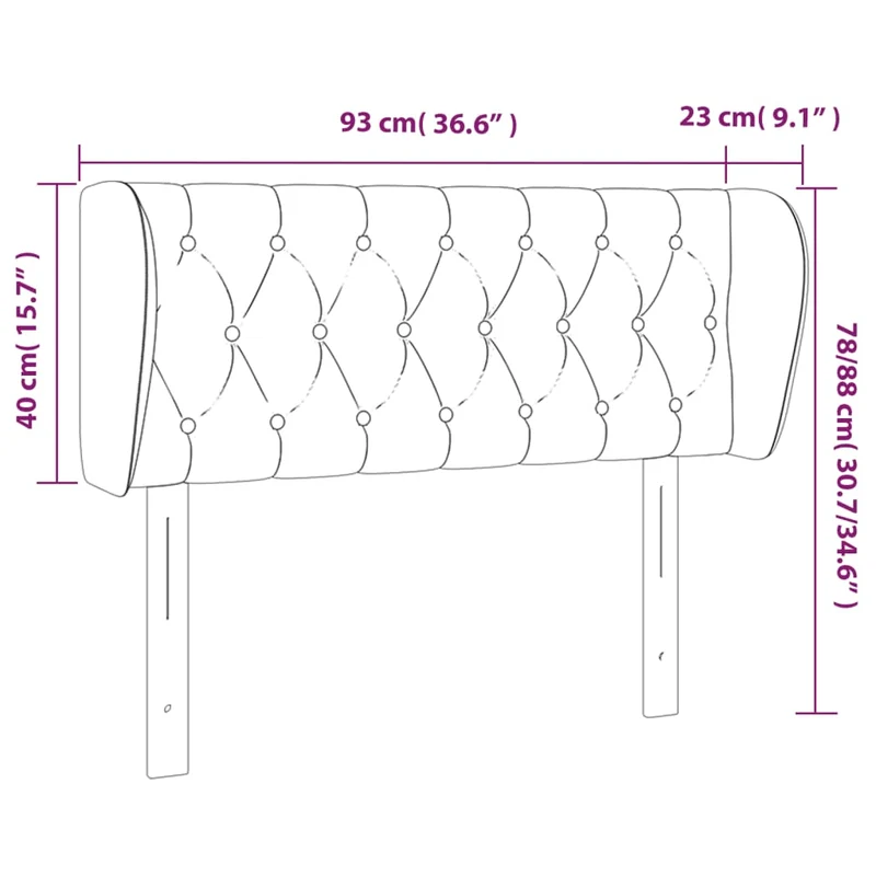 Tête de lit accessoire couchage chambre à coucher meuble capitonné avec rebord latéral 93 x 23 x 78/88 cm tissu velours gris foncé TDL0204840