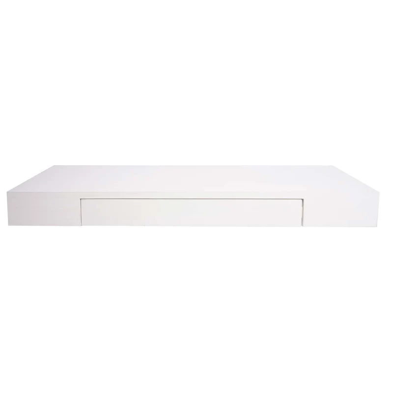 Tablette murale étagère avec tiroir en bois massif 8x80x25cm blanc 04_0005181