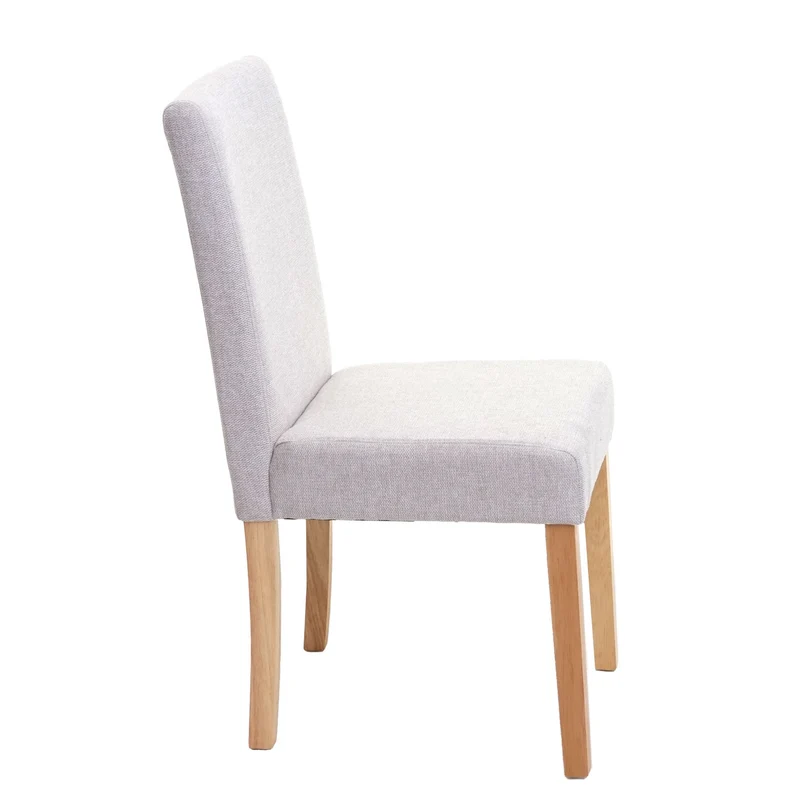 Lot de 2 chaises de salle à manger en tissu gris pieds en bois massif laqué clairs CDS04461