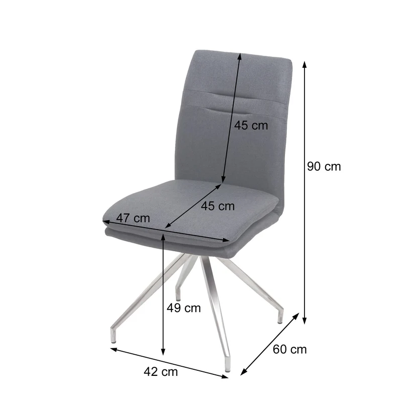 2x chaises de salle à manger cuisine en tissu gris-marron et en acier inoxydable design et confortable 04_0000414