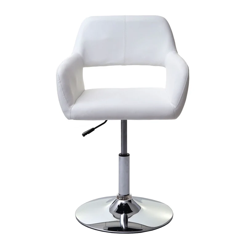 Chaise de salle à manger bureau design rétro synthétique blanc pied chrome 04_0002165