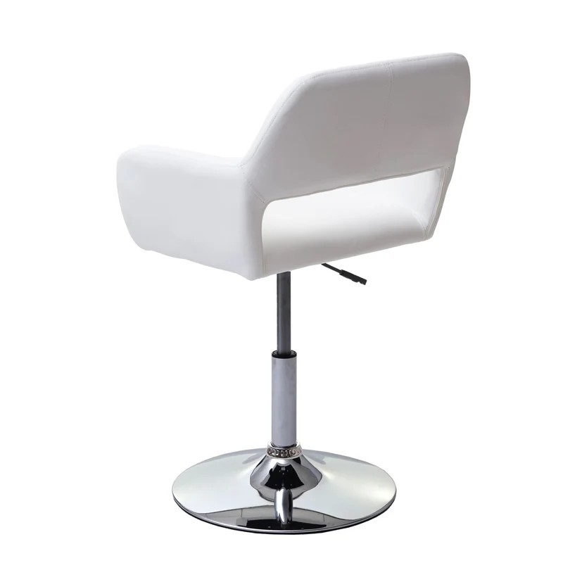 Chaise de salle à manger bureau design rétro synthétique blanc pied chrome 04_0002165