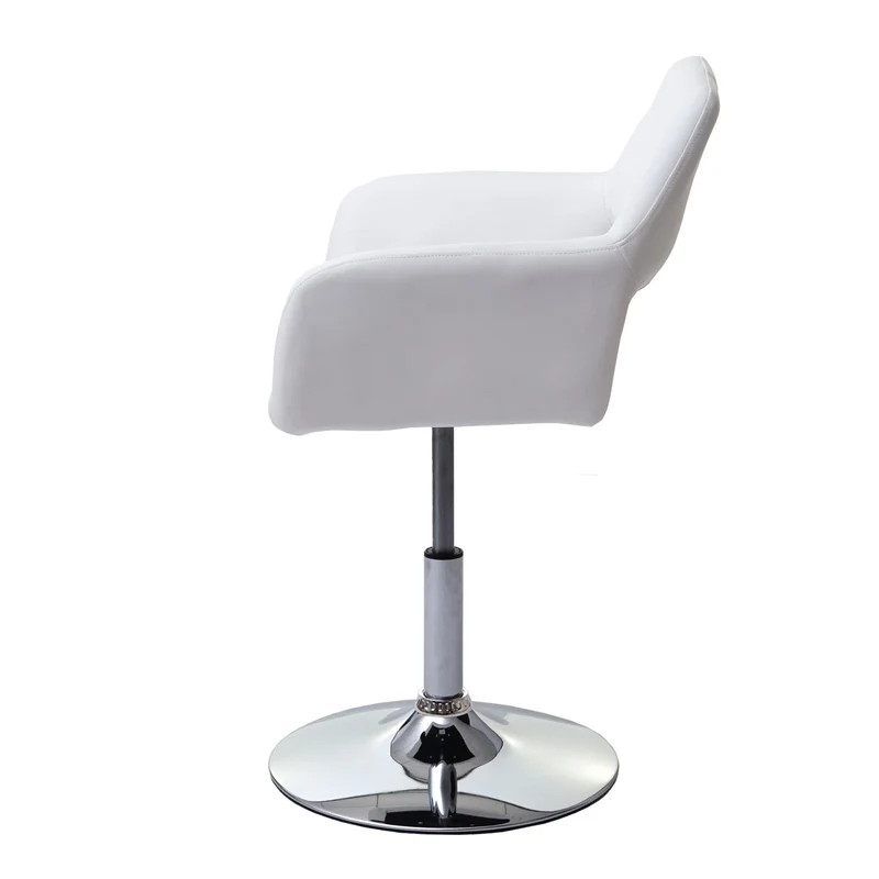 Chaise de salle à manger bureau design rétro synthétique blanc pied chrome 04_0002165