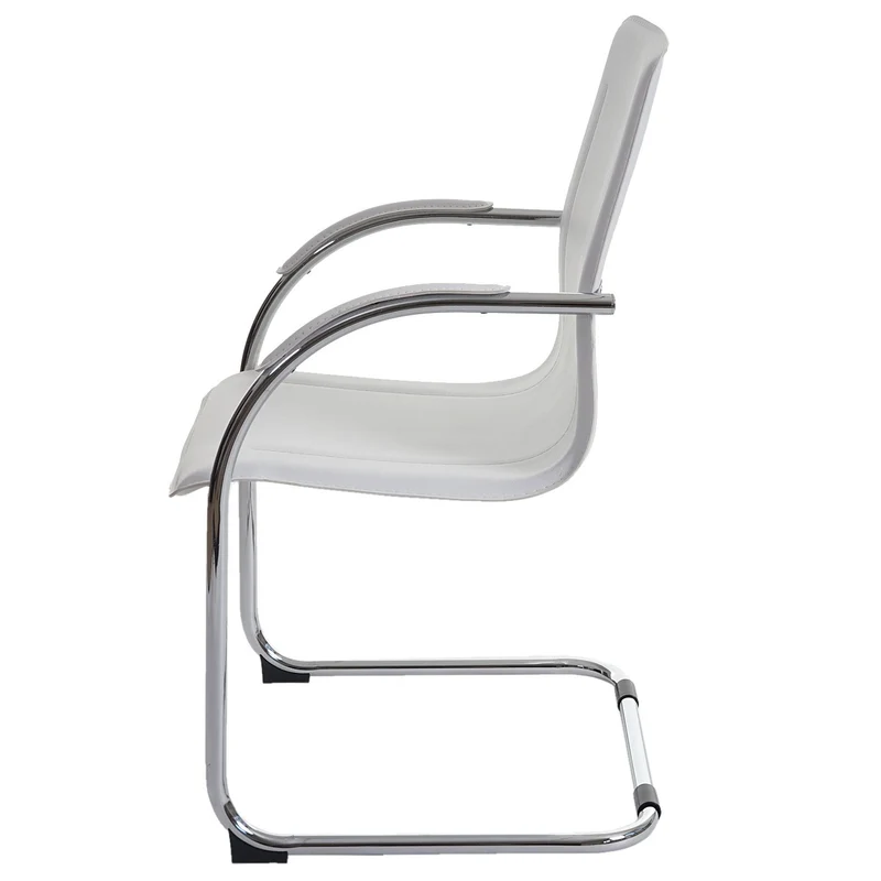Lot de 2 chaises bureau visiteur en synthétique blanc avec accoudoir BUR04068
