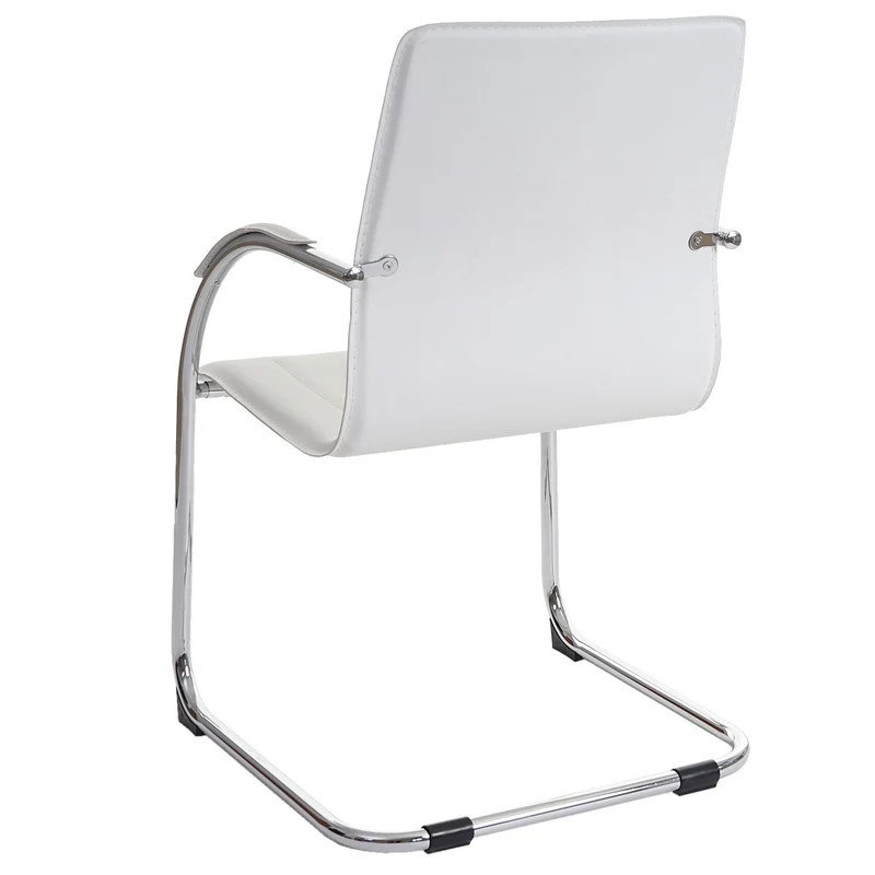 Lot de 2 chaises bureau visiteur en synthétique blanc avec accoudoir BUR04068