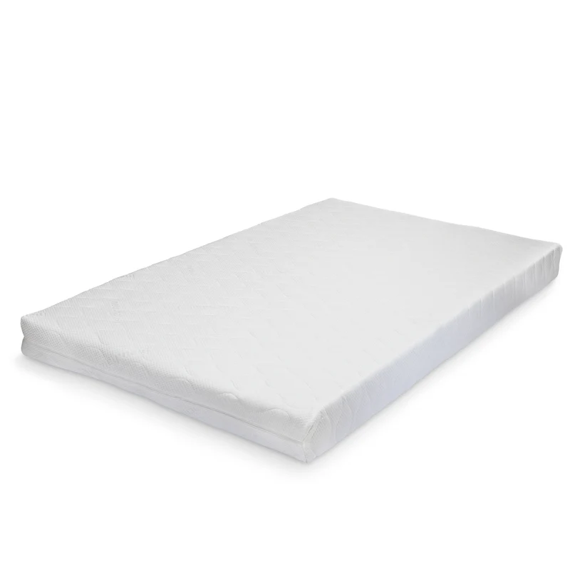 Lit d'enfant design en forme maison avec barrière et matelas en mousse bois de pin contreplaqué 90x200 cm blanc mat laqué 03_0005455