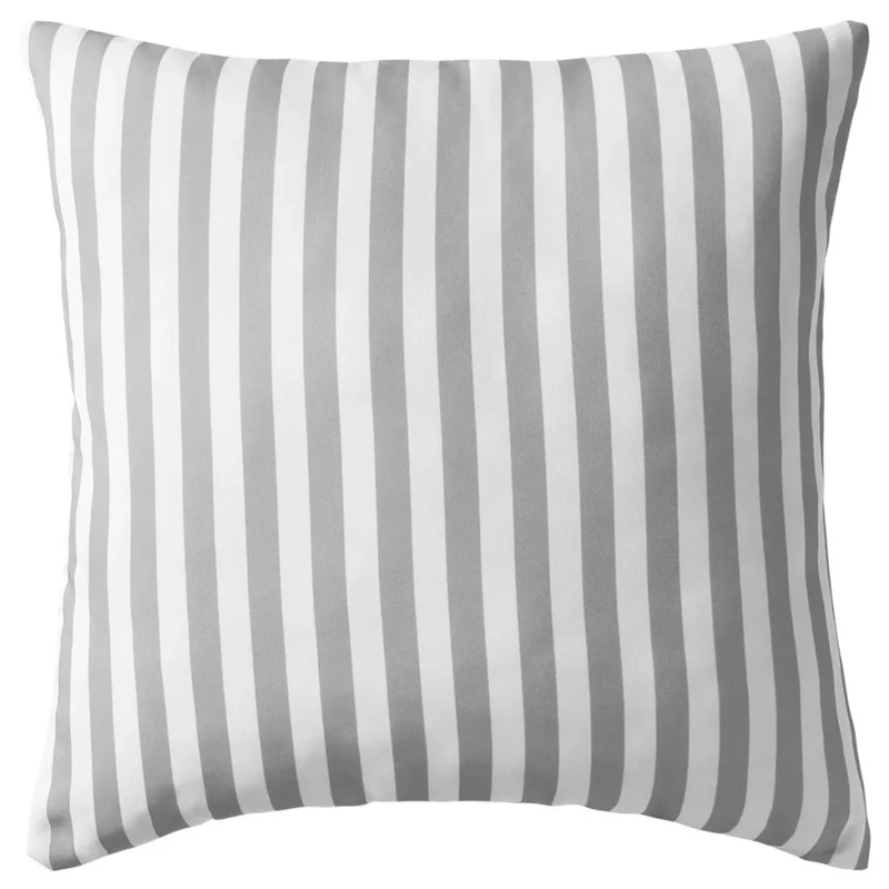 Lot de 2 coussins oreiller pour extérieur décoration jardin 45 x 45 cm rayure gris DEC020109