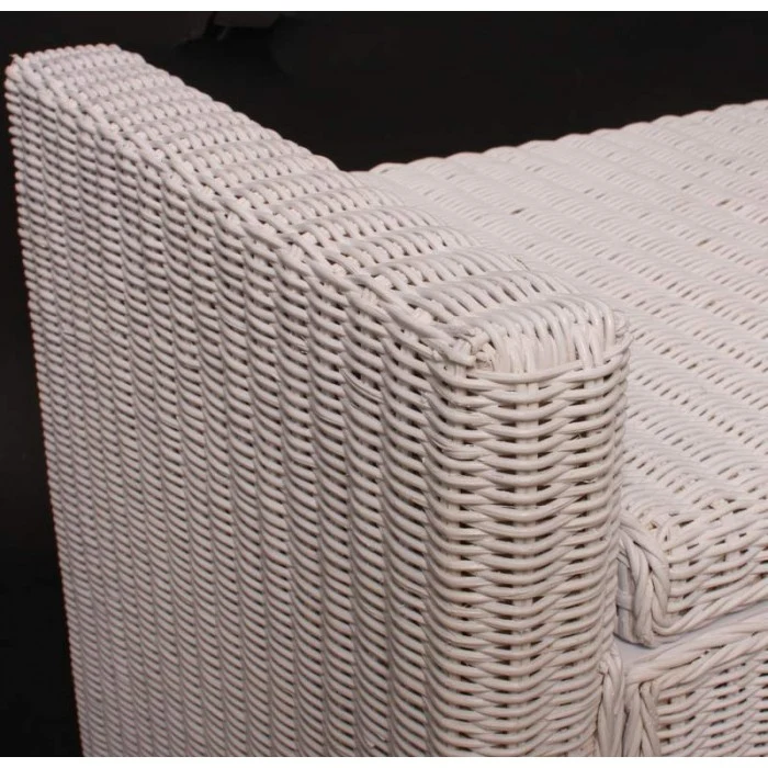 Banc banquette / coffre de rangement en rotin blanc BAN04018