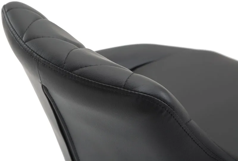 Tabouret de bar en synthétique noir pivotant avec repose-pieds métal noir coutures décoratives TDB10587