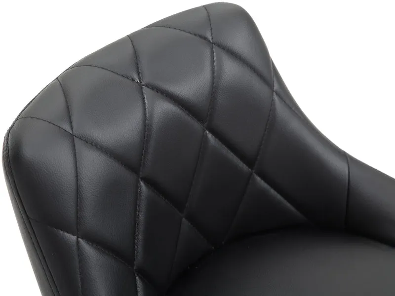 Tabouret de bar en synthétique noir pivotant avec repose-pieds métal noir coutures décoratives TDB10587