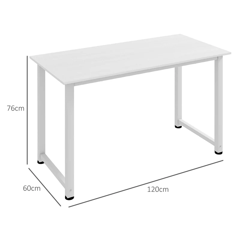 Table multifonction bureau 120 x 60 x 76 cm plateau stable pieds réglables moderne épuré en bois d'ingénierie blanc 21_0002418