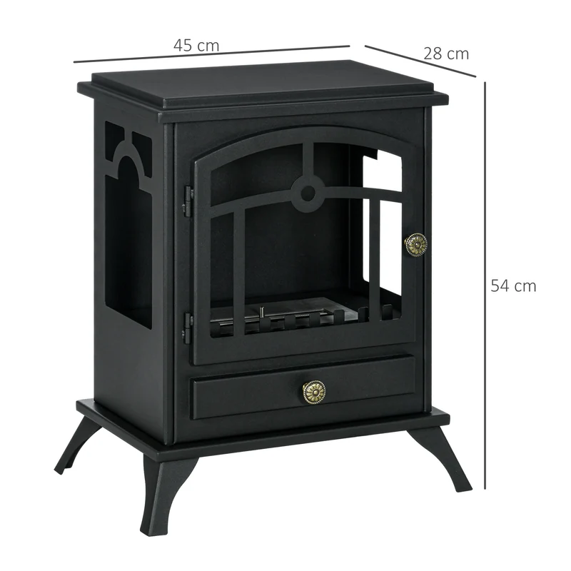 Cheminée bioéthanol sur pied 45 x 28 x 54 cm chauffe 20-25 m² sans fumée ambiance cosy rustique design en acier noir 21_0001133