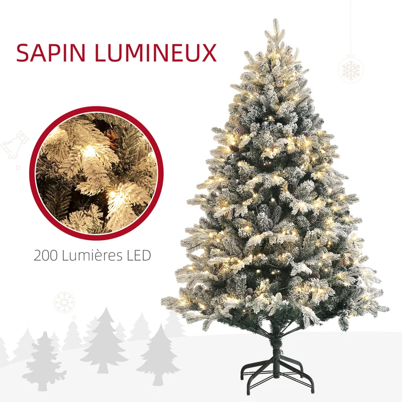 Sapin de noël artificiel 116 x 116 x 180 cm led blanc chaud socle sûr moderne salon salle à manger en plastique vert 21_0001377