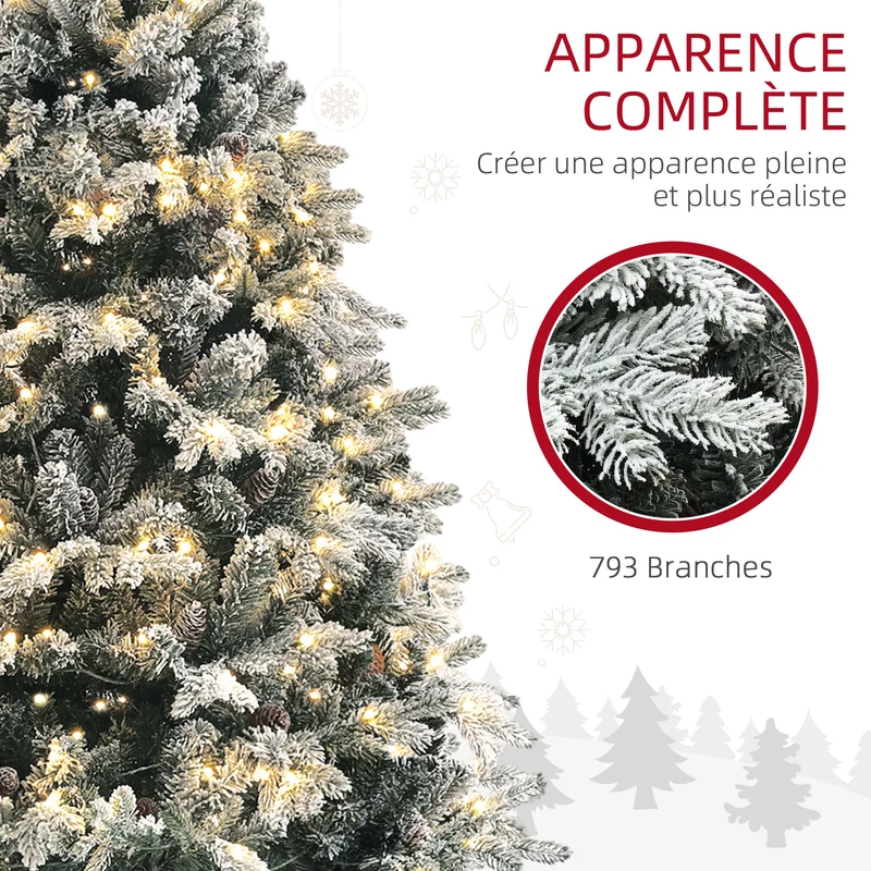 Sapin de noël artificiel 116 x 116 x 180 cm led blanc chaud socle sûr moderne salon salle à manger en plastique vert 21_0001377