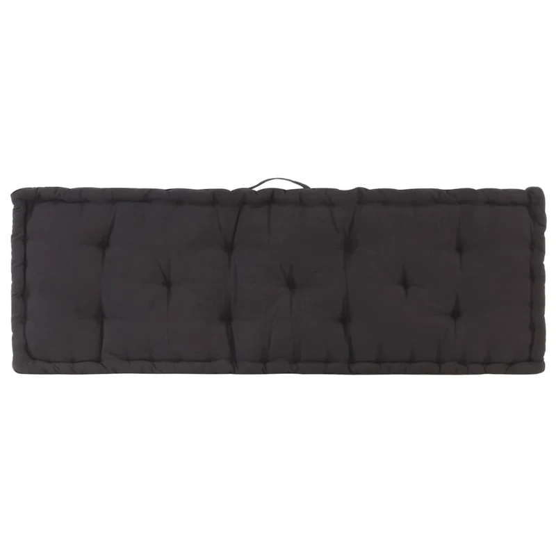 Coussin de plancher de palette Coton matelas de sol 120x40x7 cm Noir DEC021807