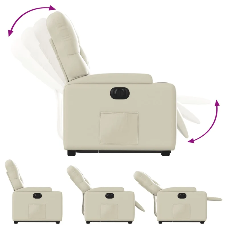 Fauteuil relax TV fonction de levage électrique très confortable en PVC crème DEC028269