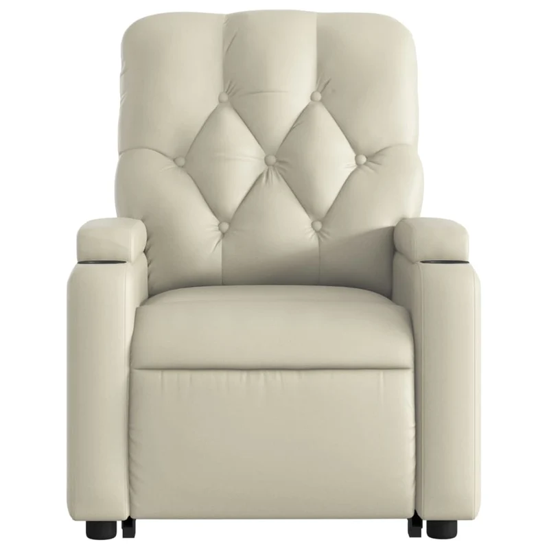Fauteuil relax TV fonction de levage électrique très confortable en PVC crème DEC028269