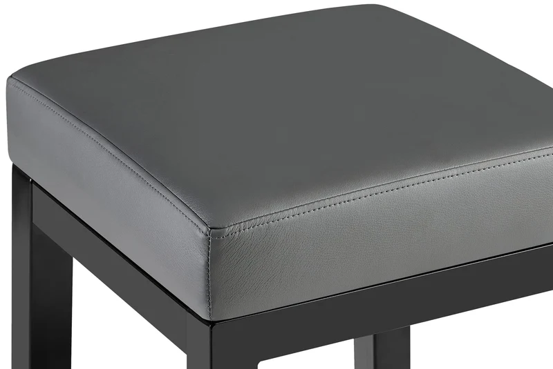 Tabouret de bar x1 assise carrée rembourrée en similicuir gris hauteur d'assise 78 cm structure en métal noir 10_0005992